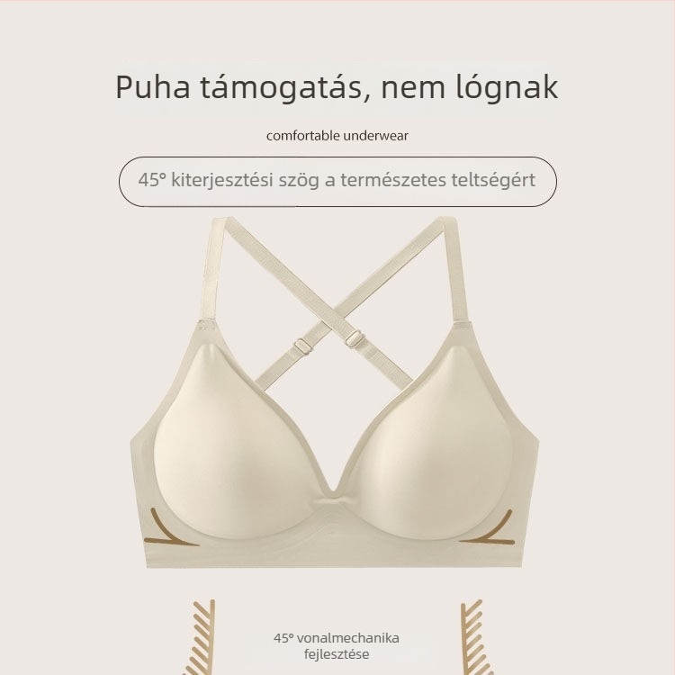 Nylon melltartó 3/4-es kosárral, felső vékony és alsó vastag formázott kosár, rögzített dupla vállpánt, hát nélküli dizájn