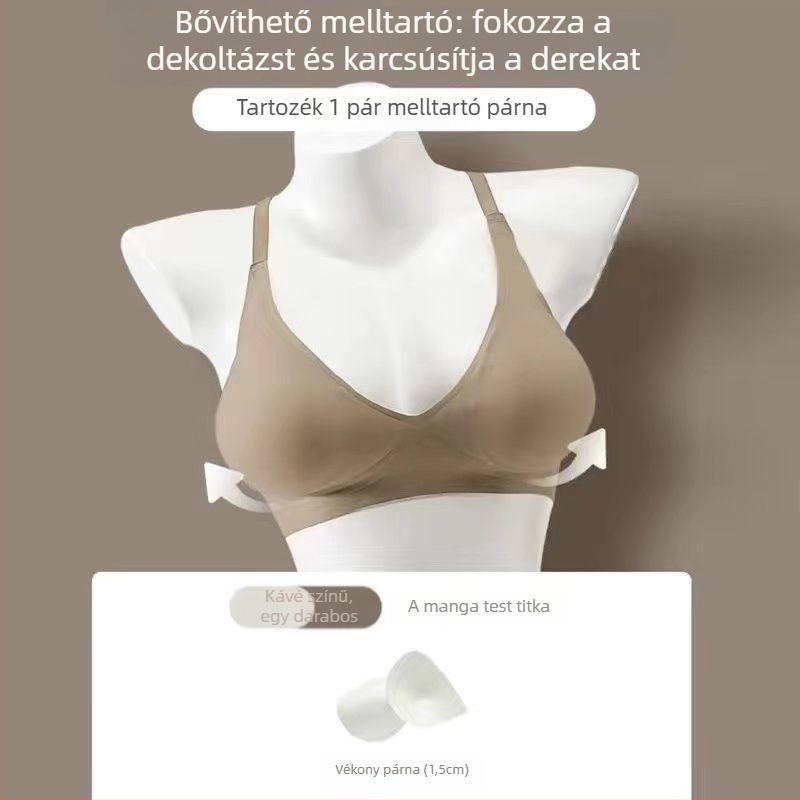 Nylon melltartó 3/4-es kosárral, felső vékony és alsó vastag formázott kosár, rögzített dupla vállpánt, hát nélküli dizájn