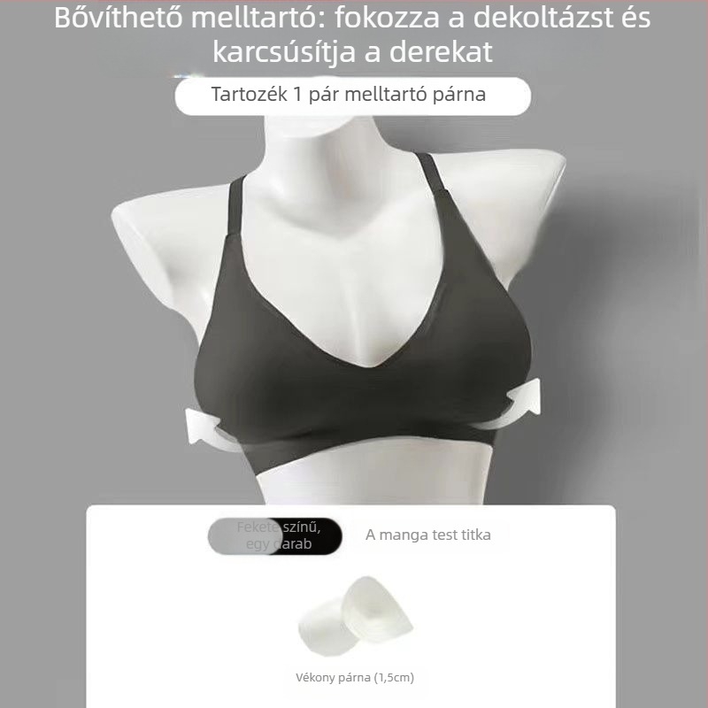 Nylon melltartó 3/4-es kosárral, felső vékony és alsó vastag formázott kosár, rögzített dupla vállpánt, hát nélküli dizájn
