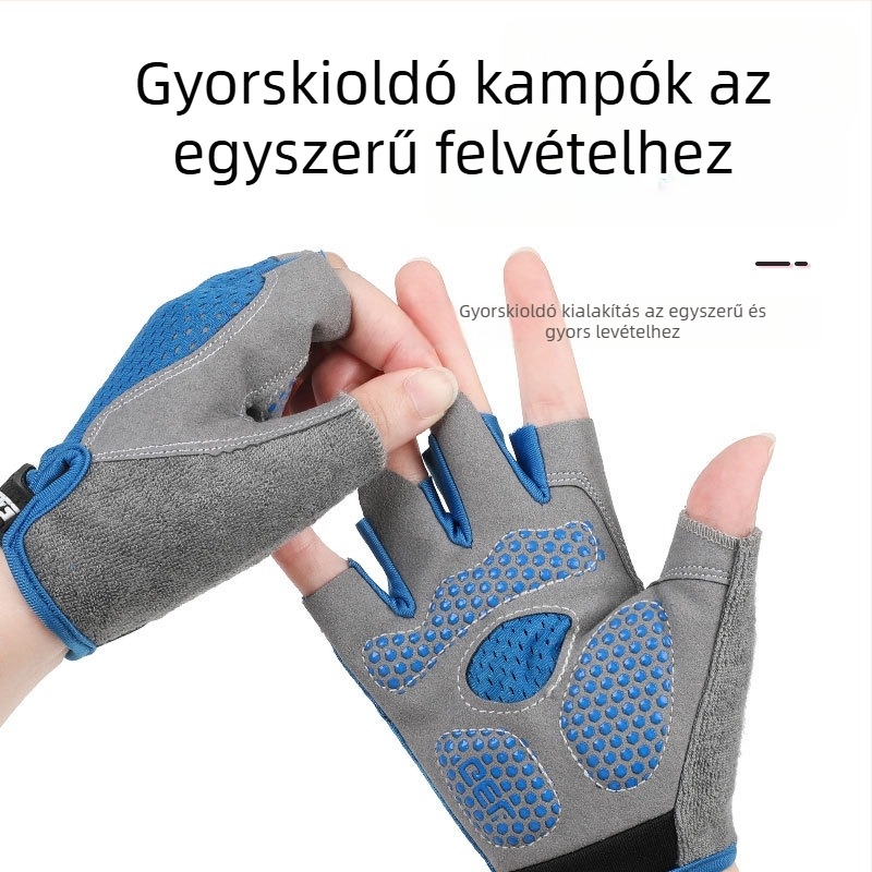 Gyerekeknek félujjas sportkesztyű, csúszásmentes, akril szálú, uniszex, nyár–tavasz–ősz