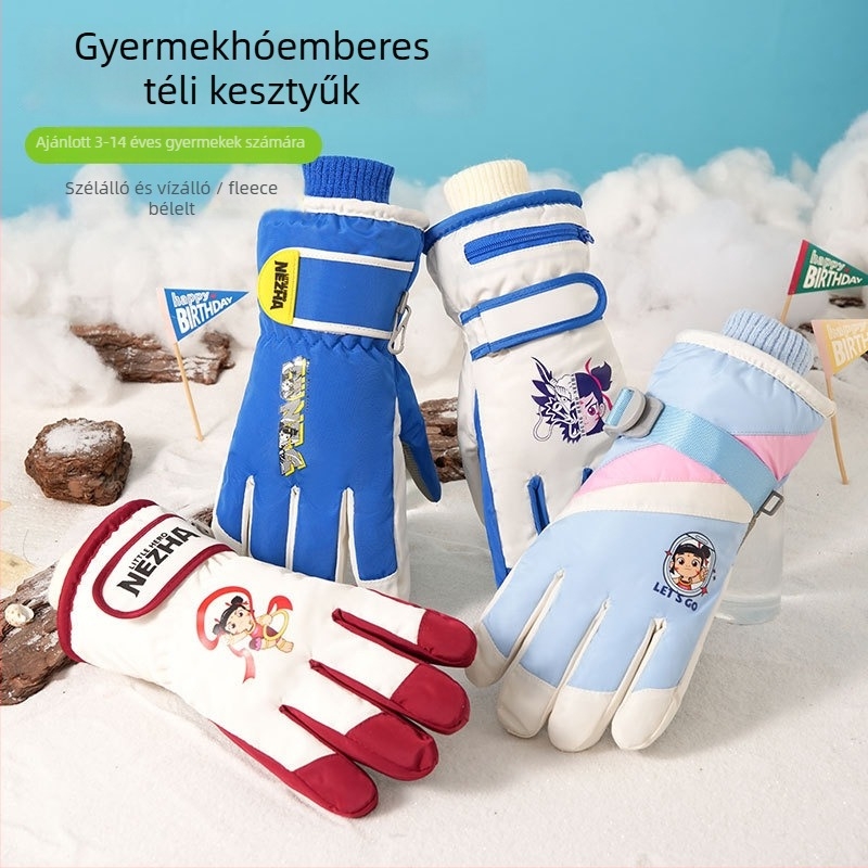 Gyerek síkesztyűk, Cartoon stílus, split-finger, Chun yafang anyag, uniszex, 7–14 évesek, téli viseletre