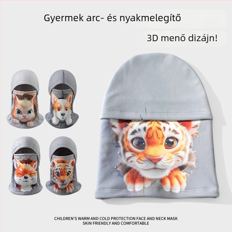 Gyerek sí balaklava, uniszex, fleece-betétes arcvédő, meleg és szélvédett