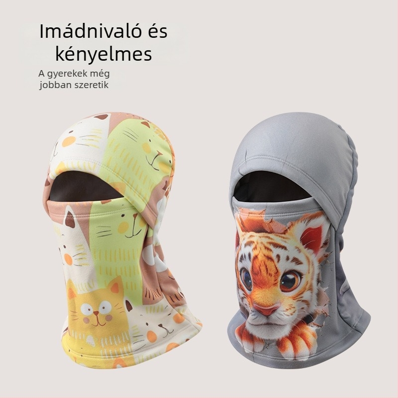 Gyerek sí balaklava, uniszex, fleece-betétes arcvédő, meleg és szélvédett