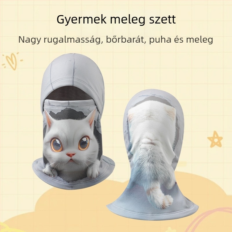 Gyerek sí balaklava, uniszex, fleece-betétes arcvédő, meleg és szélvédett