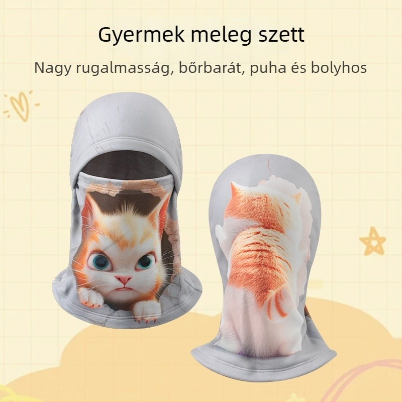 Gyerek sí balaklava, uniszex, fleece-betétes arcvédő, meleg és szélvédett