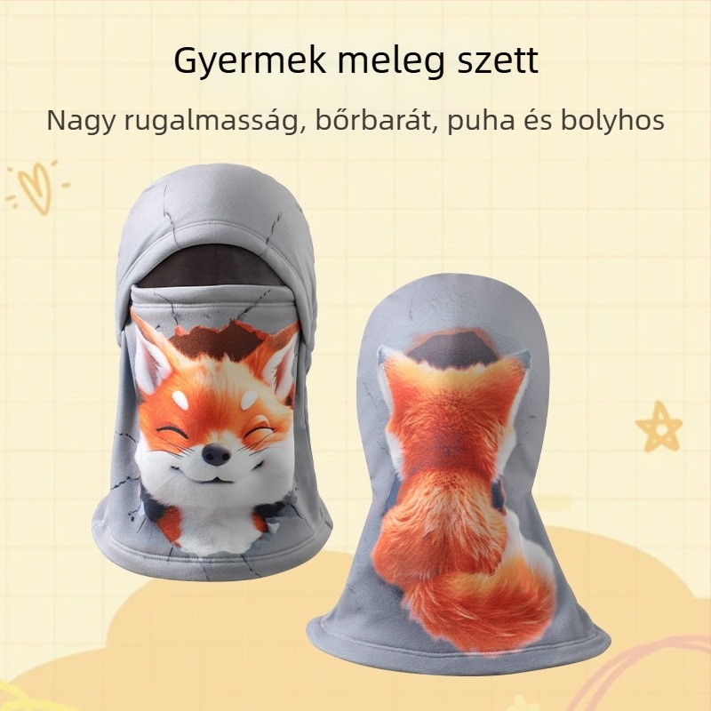 Gyerek sí balaklava, uniszex, fleece-betétes arcvédő, meleg és szélvédett