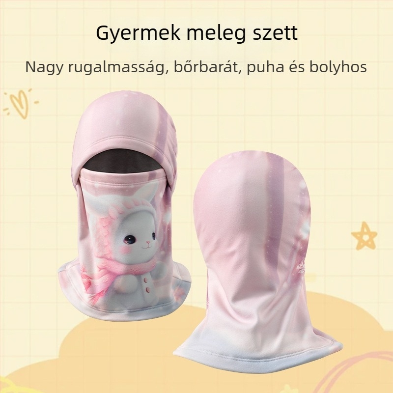 Gyerek sí balaklava, uniszex, fleece-betétes arcvédő, meleg és szélvédett