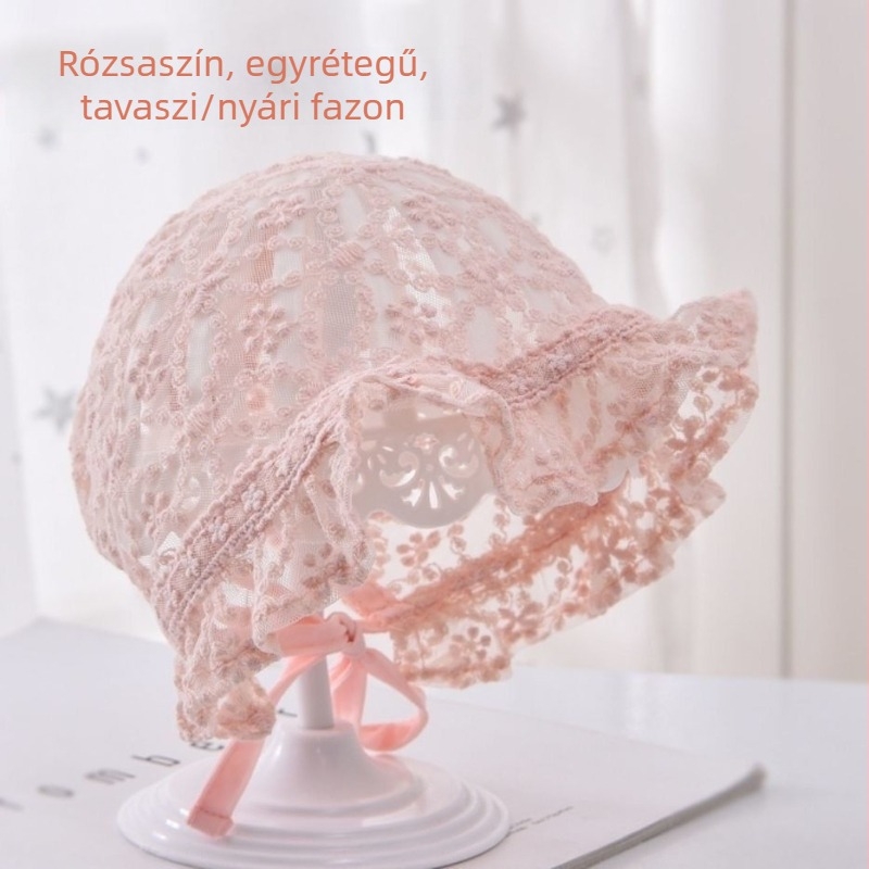 Nyári baba csipkés napvédő sapka, vékony modell tavasz–őszre, hercegnő-stílusú, kivágott mintázatú gyerekeknek, 0–6 hónaposaknak
