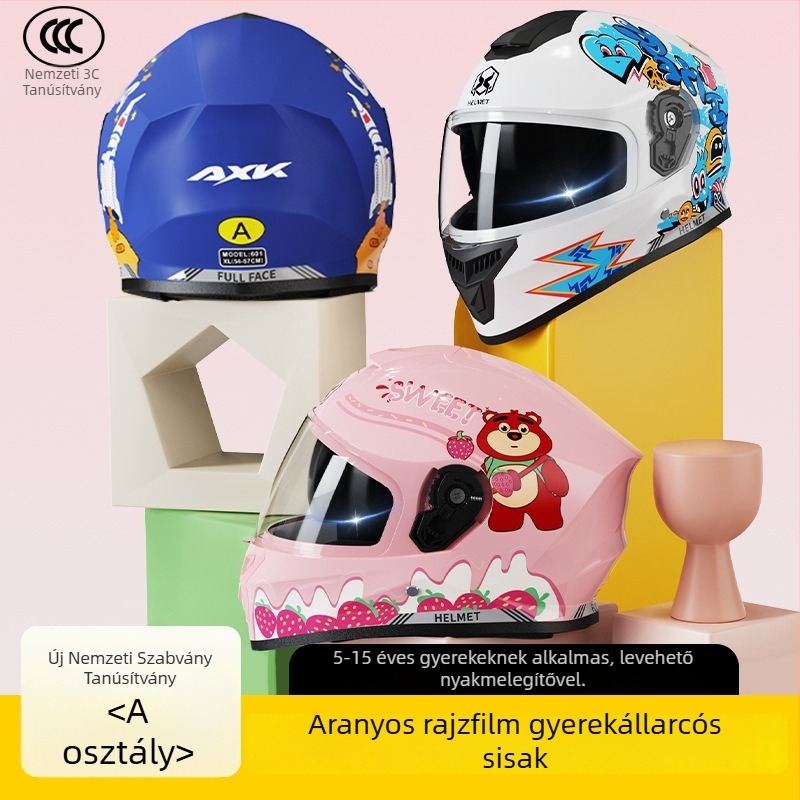 AXK gyerekeknek szóló teljes arcú bukósisak, ABS anyagból, elektromos motorokhoz, GB811-2022A tanúsítvány és 3C kód 2023091105021233