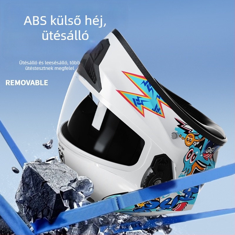 AXK gyerekeknek szóló teljes arcú bukósisak, ABS anyagból, elektromos motorokhoz, GB811-2022A tanúsítvány és 3C kód 2023091105021233