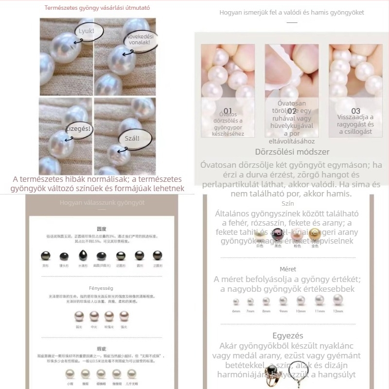 Közel körkörű természetes édesvízi gyöngyök – félkész gyöngyök – kézzel készített szabad gyöngyök