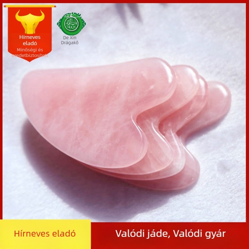 Szív alakú gua sha tábla arcmaszázshoz por kristályból