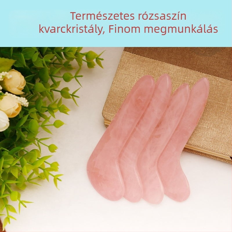 Szív alakú gua sha tábla arcmaszázshoz por kristályból