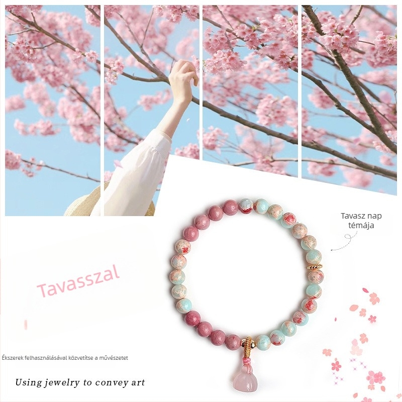 Shoushan kő gyöngyökkel és kristály díszítéssel készült karkötő, lótusz forma, kézzel készített, új kínai stílus, uniszex, 22 gyöngy