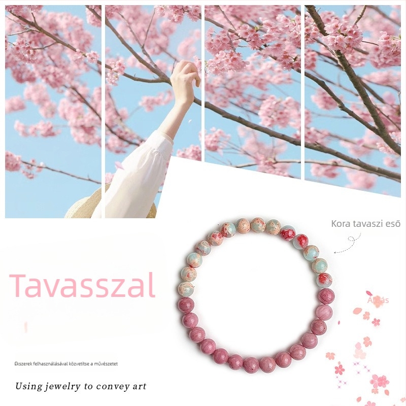 Shoushan kő gyöngyökkel és kristály díszítéssel készült karkötő, lótusz forma, kézzel készített, új kínai stílus, uniszex, 22 gyöngy