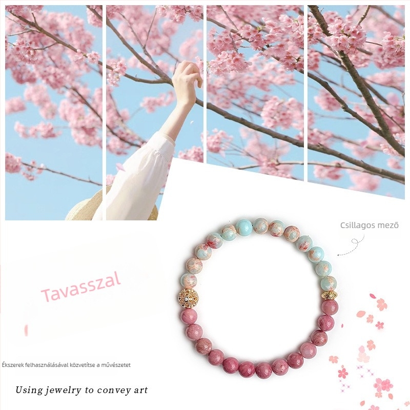 Shoushan kő gyöngyökkel és kristály díszítéssel készült karkötő, lótusz forma, kézzel készített, új kínai stílus, uniszex, 22 gyöngy