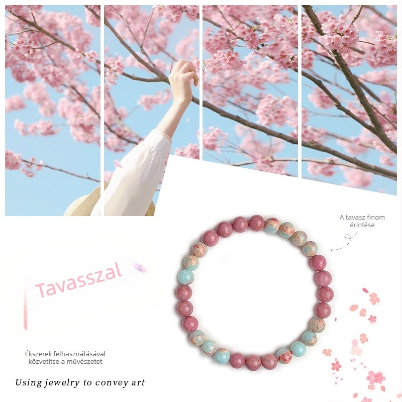 Shoushan kő gyöngyökkel és kristály díszítéssel készült karkötő, lótusz forma, kézzel készített, új kínai stílus, uniszex, 22 gyöngy