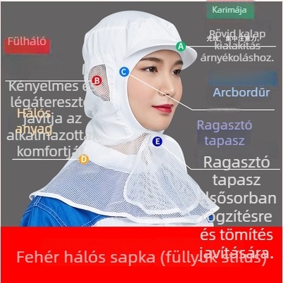 Szellőző csúcsos sapka porvédő, az élelmiszeripar számára