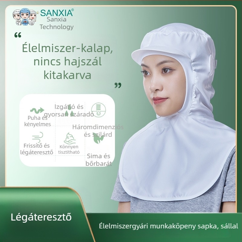 Szellőző csúcsos sapka porvédő, az élelmiszeripar számára