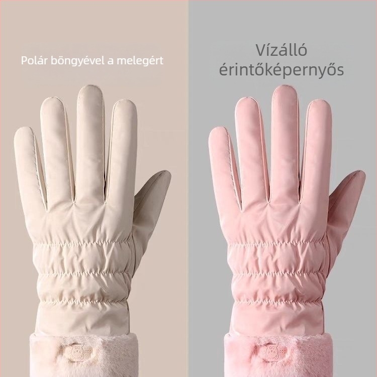 Női téli kerékpáros kesztyű elektromos kerékpárhoz – vízálló, Ice Silk és gyapot anyagú, Flip-cover stílus, 2025 megjelenés