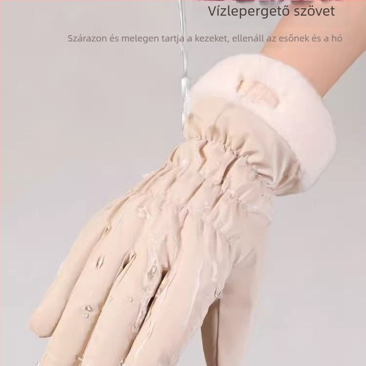 Női téli kerékpáros kesztyű elektromos kerékpárhoz – vízálló, Ice Silk és gyapot anyagú, Flip-cover stílus, 2025 megjelenés