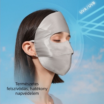 Teljes arcú selyemmaszk felnőtteknek, Mulberry selyem, UV védelem, légáteresztő, napsugárzás elleni árnyékolás, 2025 tavasz