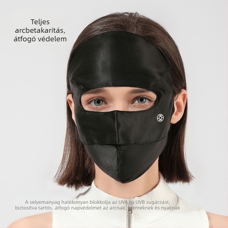 Teljes arcú selyemmaszk felnőtteknek, Mulberry selyem, UV védelem, légáteresztő, napsugárzás elleni árnyékolás, 2025 tavasz