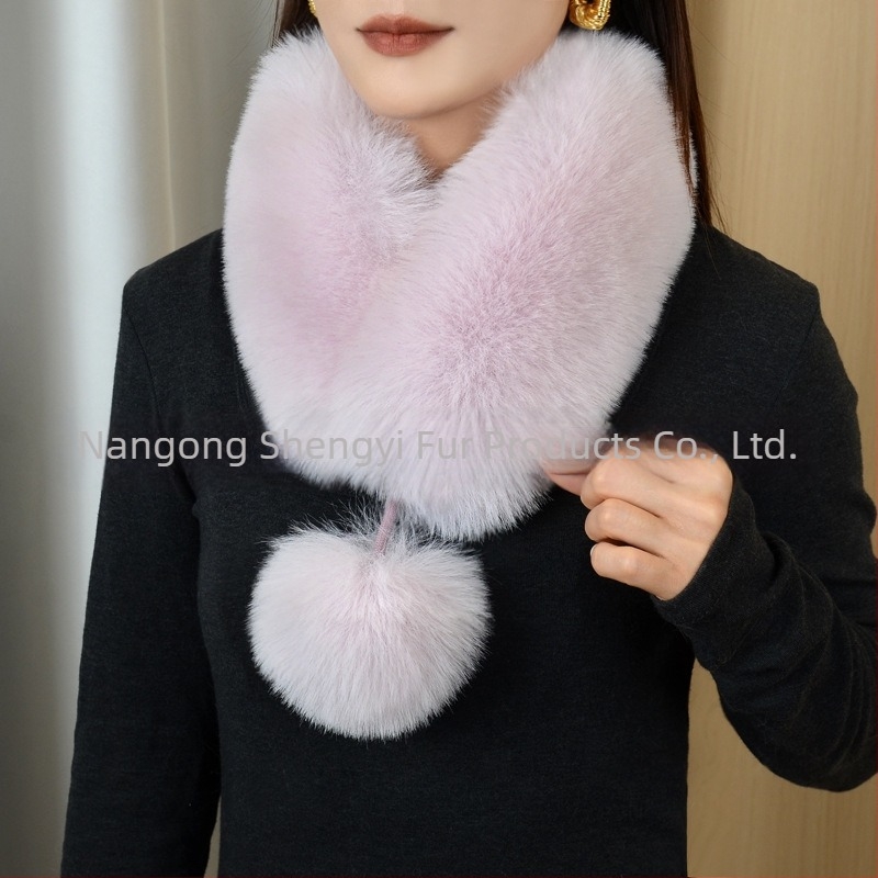 Női számára készült önmelegítő mágneses sál – hamis rókaszőrrel, koreai stílusú puha kendő gallérral, téli kiegészítő