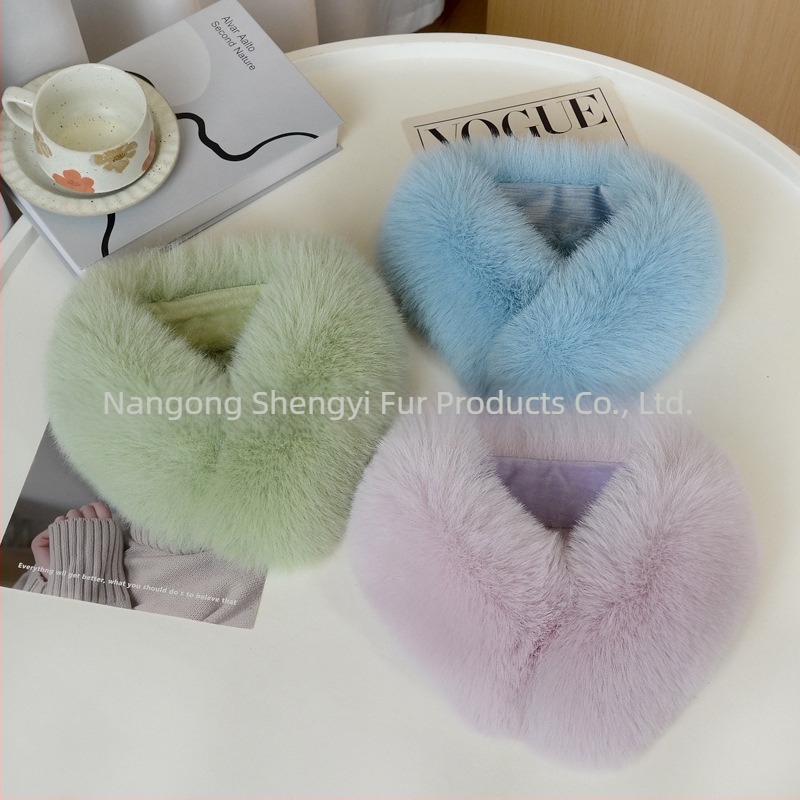 Női számára készült önmelegítő mágneses sál – hamis rókaszőrrel, koreai stílusú puha kendő gallérral, téli kiegészítő