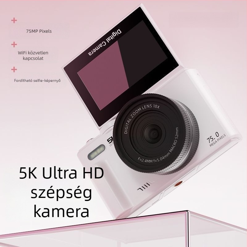 Tükrömentes digitális kamera, 75 MP, 18x optikai zoom, microSD tárhely