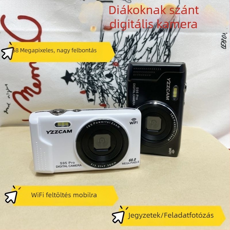 Tükrömentes digitális kamera, 75 MP, 18x optikai zoom, microSD tárhely