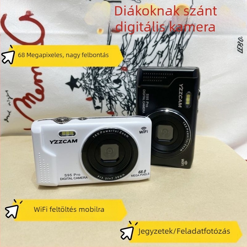 Tükrömentes digitális kamera, 75 MP, 18x optikai zoom, microSD tárhely