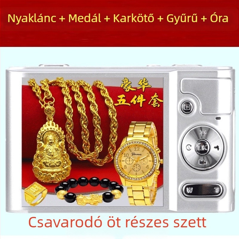 Öt részes nyaklánckészlet horse-whip lánccal és ötvözet medállal, kézzel készített, uniszex