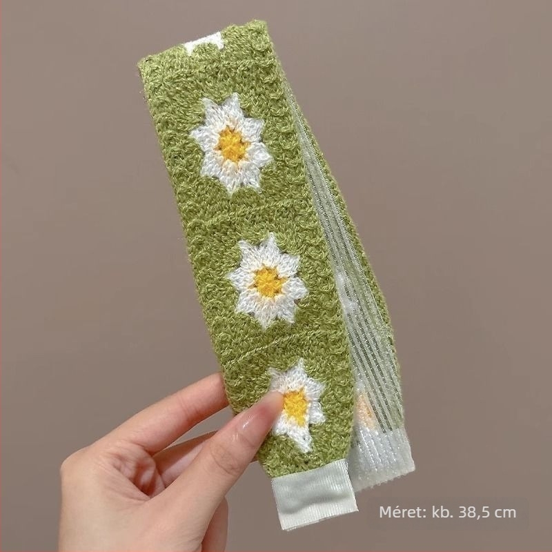 Hajkiegészítő fejpánt gyerekeknek - francia stílusú retro kötött Velcro-val, növény mintával