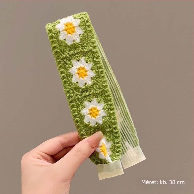 Hajkiegészítő fejpánt gyerekeknek - francia stílusú retro kötött Velcro-val, növény mintával