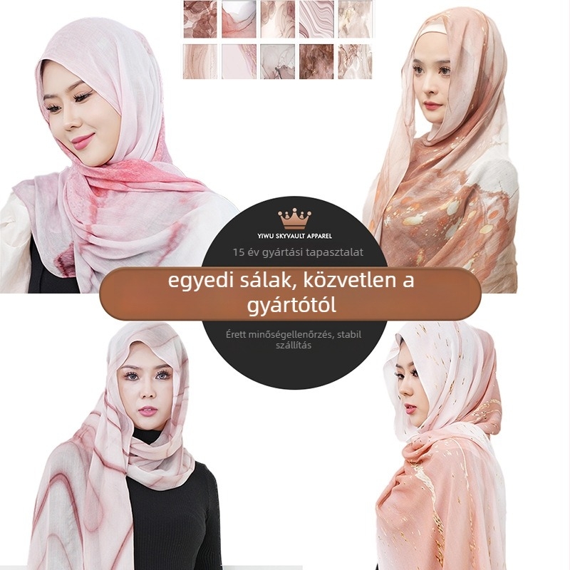 Etno-bohém sál digitális nyomással, Óceán-hullám mintázat, Modal anyag (96%+), sima szövés, gyorsan száradó, napvédő, porálló, négy évszak