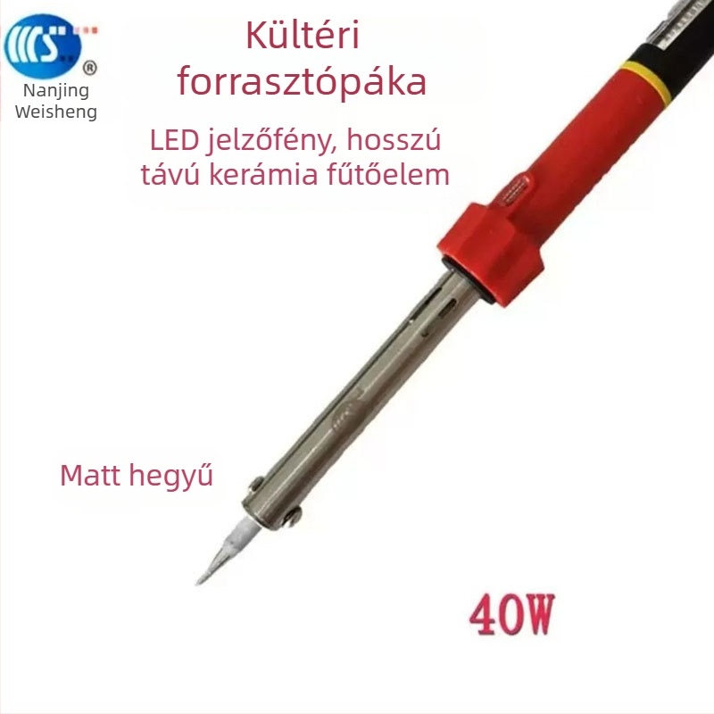 Háztartási forrasztópáka 30-60W, 220V, gumírozott fogantyúval — forrasztópáka toll formájú csúcsok: görbe, egyenes, sík és patkó alakú (modell WS-708)