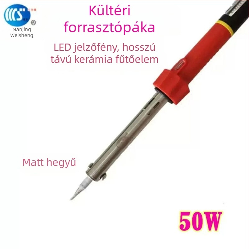 Háztartási forrasztópáka 30-60W, 220V, gumírozott fogantyúval — forrasztópáka toll formájú csúcsok: görbe, egyenes, sík és patkó alakú (modell WS-708)