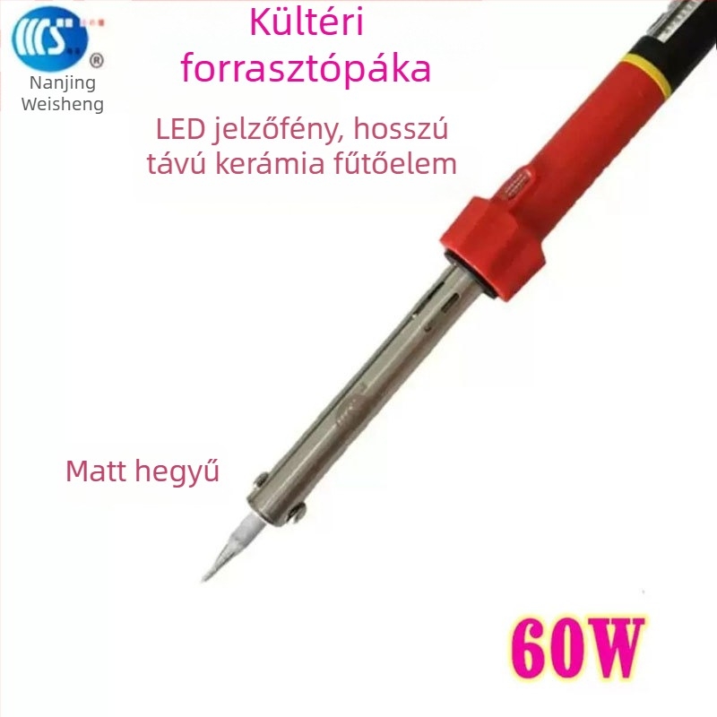 Háztartási forrasztópáka 30-60W, 220V, gumírozott fogantyúval — forrasztópáka toll formájú csúcsok: görbe, egyenes, sík és patkó alakú (modell WS-708)