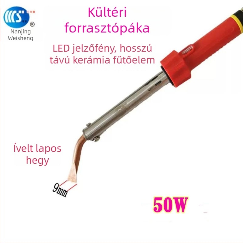 Háztartási forrasztópáka 30-60W, 220V, gumírozott fogantyúval — forrasztópáka toll formájú csúcsok: görbe, egyenes, sík és patkó alakú (modell WS-708)