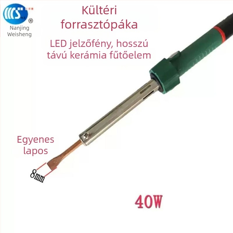 Háztartási forrasztópáka 30-60W, 220V, gumírozott fogantyúval — forrasztópáka toll formájú csúcsok: görbe, egyenes, sík és patkó alakú (modell WS-708)