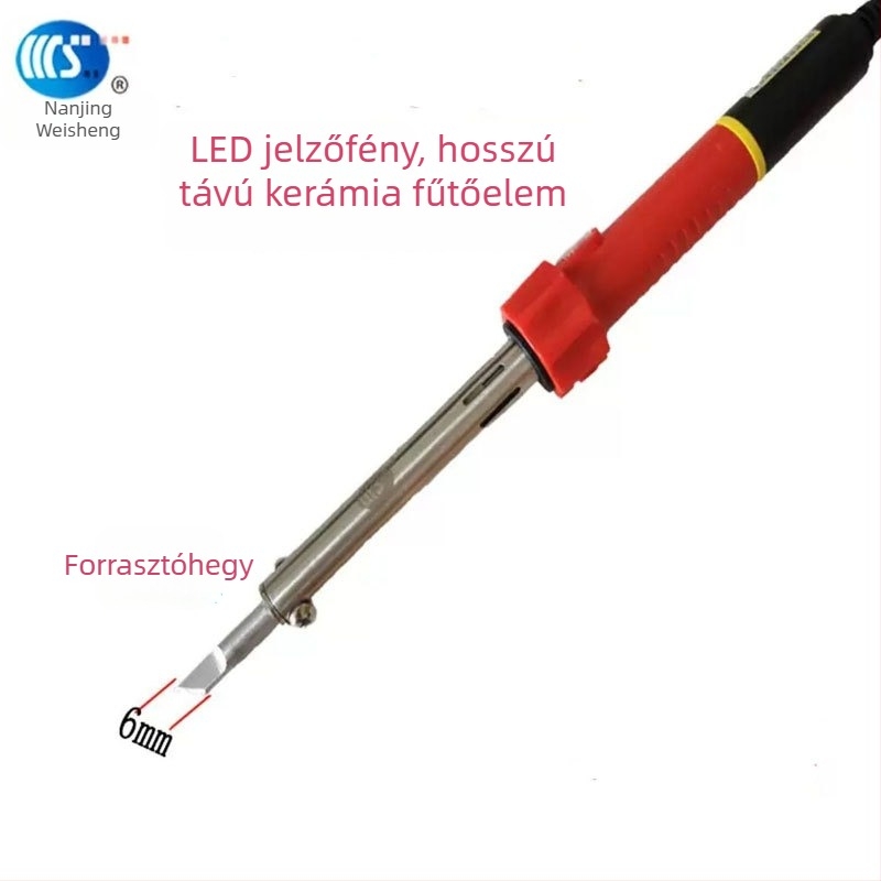 Háztartási forrasztópáka 30-60W, 220V, gumírozott fogantyúval — forrasztópáka toll formájú csúcsok: görbe, egyenes, sík és patkó alakú (modell WS-708)