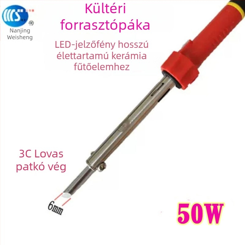Háztartási forrasztópáka 30-60W, 220V, gumírozott fogantyúval — forrasztópáka toll formájú csúcsok: görbe, egyenes, sík és patkó alakú (modell WS-708)