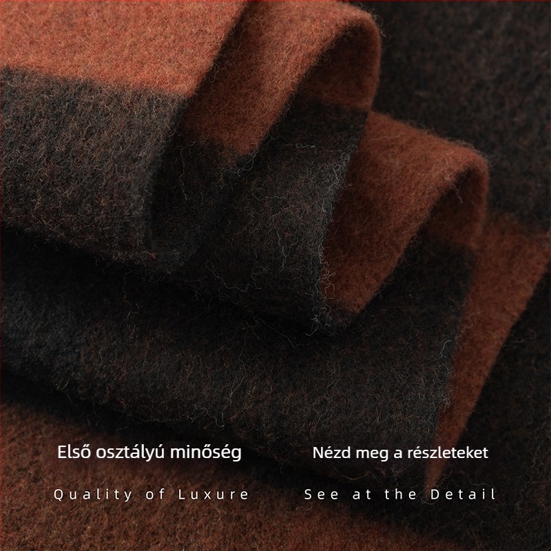 100% gyapjú sál, hosszú téli puha kockás mintával, warp-öltéses szövés, melegen tart