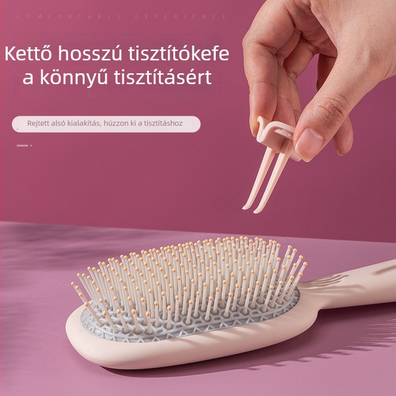 Légpárnás masszírozó fésű hosszú hajhoz — műanyag, masszázs, göndörítés, kifésülés