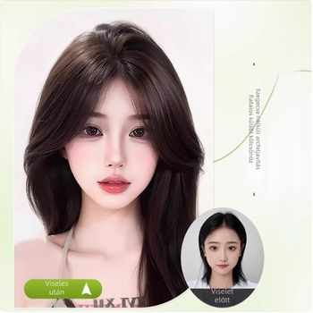 Női paróka frufruval a fej felső részén elhelyezett pótpótlás, valódi hajból, mechanikus kivitelezés, frufru egyenes vagy ferde, nem festhető és nem göndöríthető