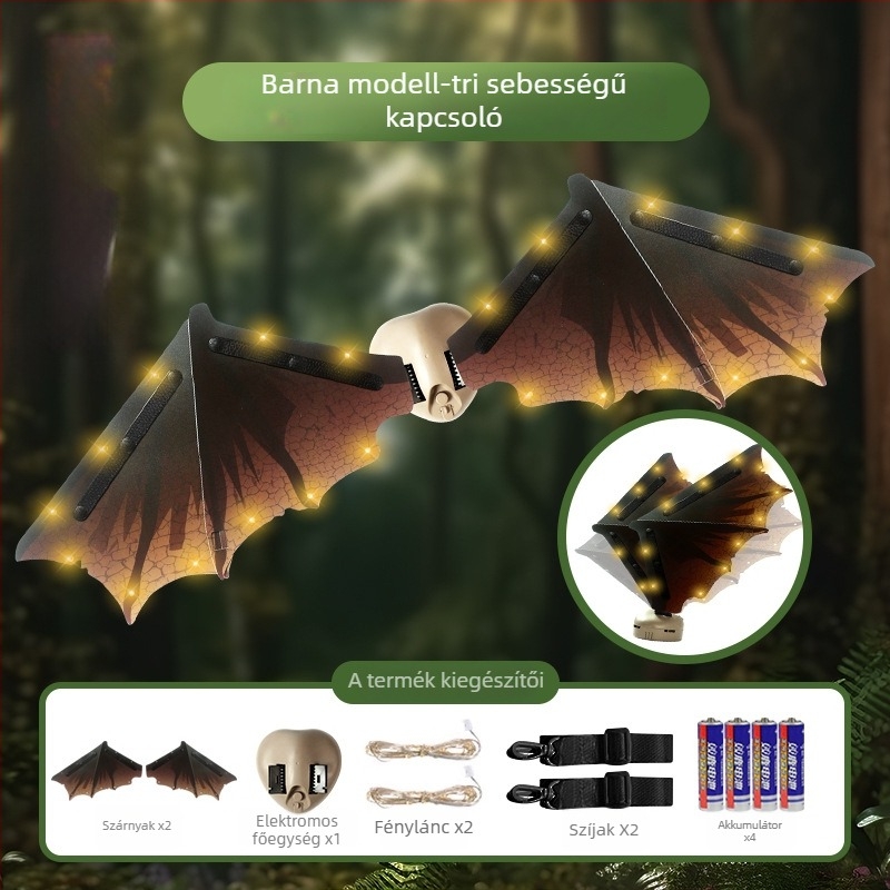 LED szárnyak gyerekeknek — világító tündérszárnyak, műanyagból, 7–14 éveseknek
