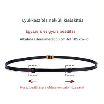 Női vékony bőrpánt — valódi bőr; csat anyaga: ötvözet; zár: csat; stílus: retro, irodalom és művészet; elektroplattázás