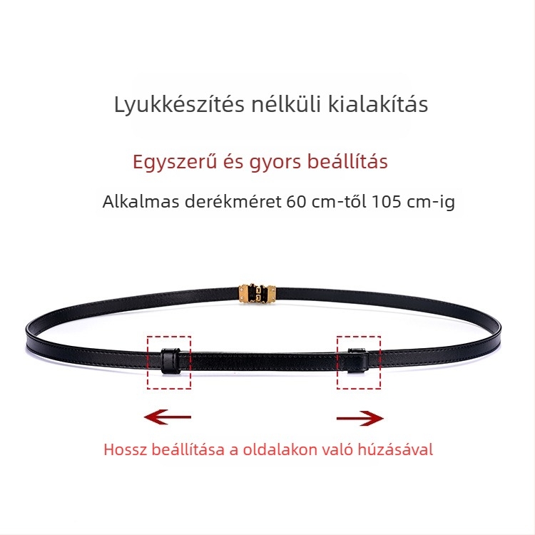 Női vékony bőrpánt — valódi bőr; csat anyaga: ötvözet; zár: csat; stílus: retro, irodalom és művészet; elektroplattázás
