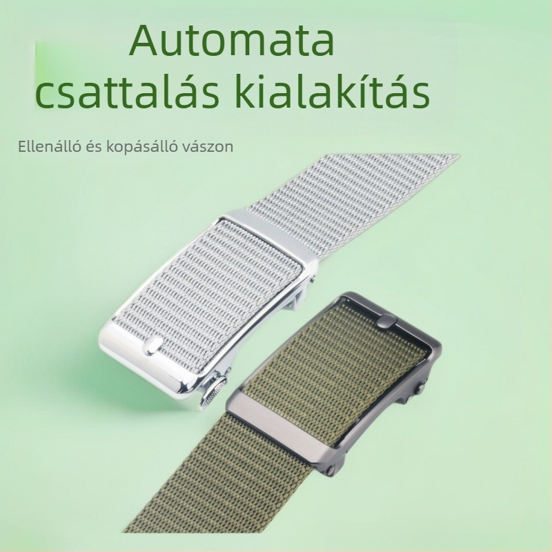 Stílusos vászon taktikai öv automata csattal, mindennapi viselet, nylon szövött öv fiatal férfiaknak és diákoknak